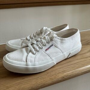 Superga Off-White Canvas Lace-Up Sneakers